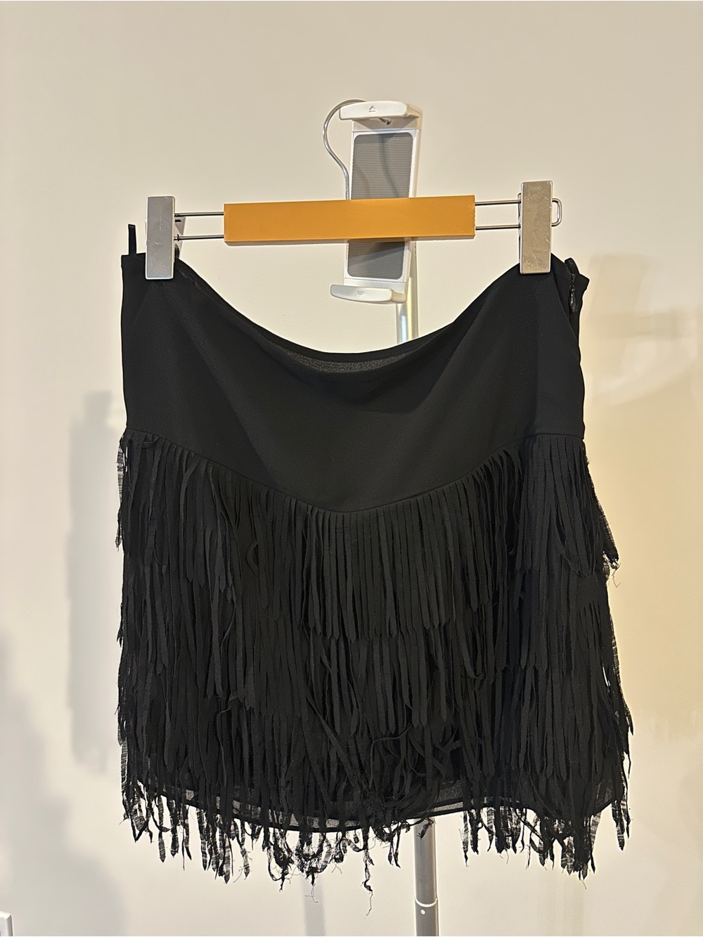 Sisley Black Fringe Mini Skirt